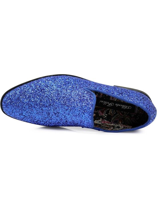 Men\'s Royal Blue Vintage Glitter Loafer Slip On Tuxedo Dress Party Classic Shoes main image 7